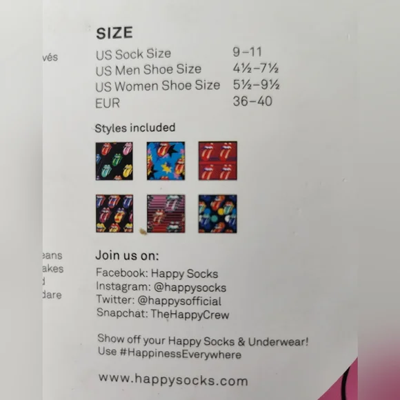Happy Socks Rolling Stones Gift Box includes 6 Socks & Novelty Box NIB - Picture 8 of 10